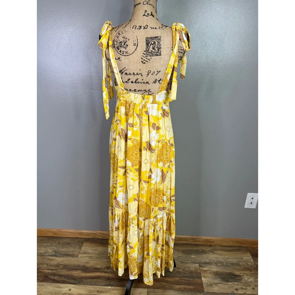 Abercrombie & Fitch‎ yellow floral maxi dress small travel bohemian vaca resort